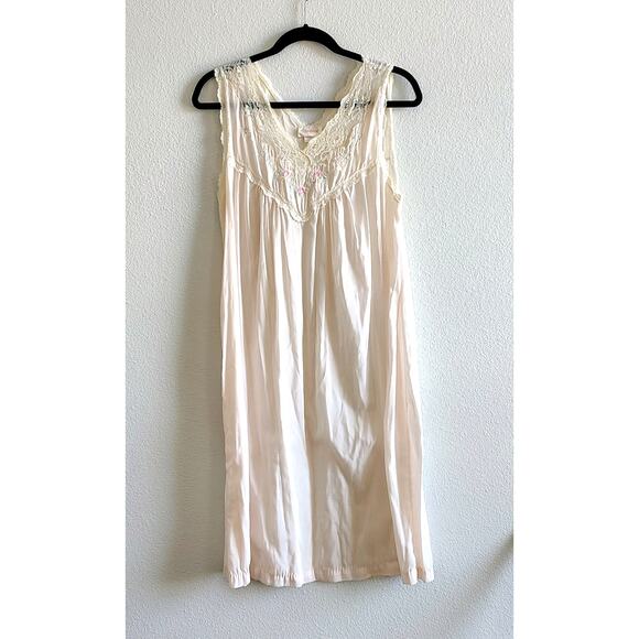 Barbizon Size Large Blush Pink Floral Sleeveless Nightgown Robe Set Negligee Vtg - Picture 9 of 13